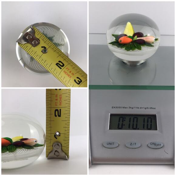 Perthshire 1980D Fruit 3D Pear Orange Lemon Plums Latticinio Paperweight Cert - Picture 9 of 16